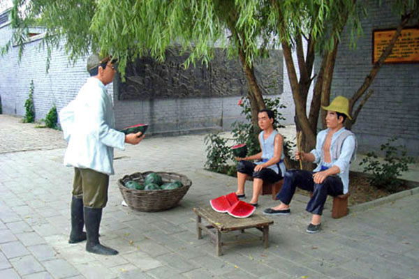 白洋淀文化苑――卖西瓜雕塑